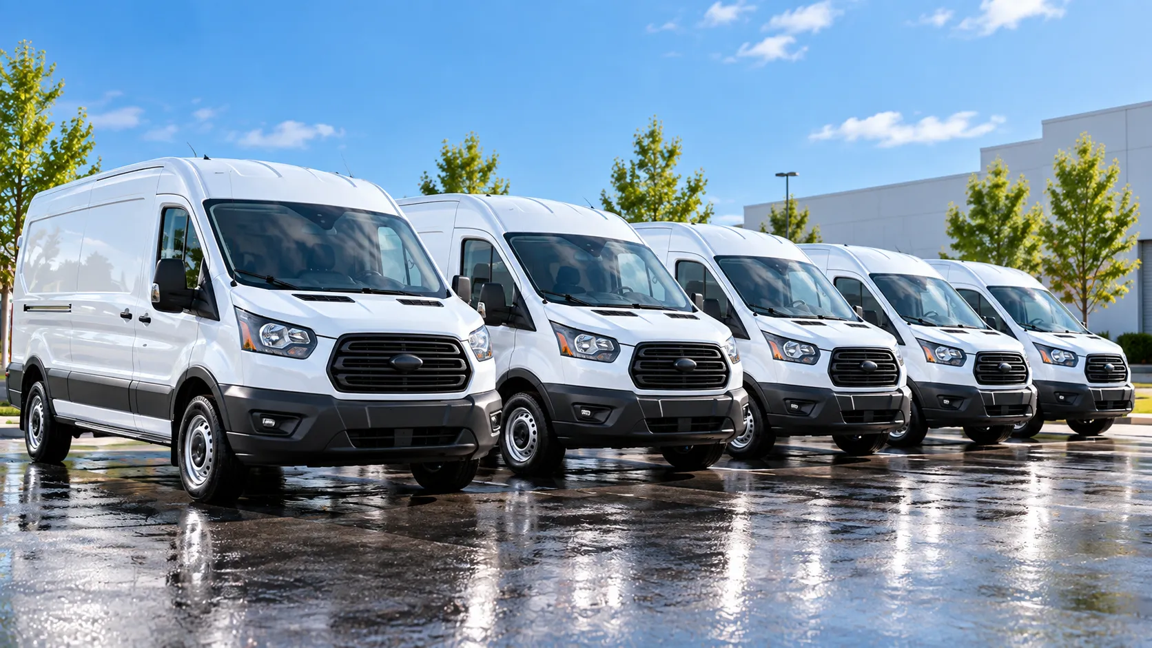 Fleet of white service vans